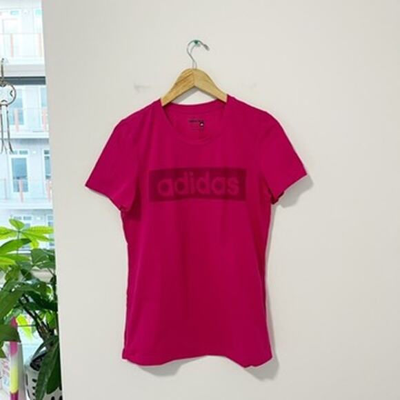 Adidas Pink Logo Short Sleeve Tee Size Large - Picture 1 of 3